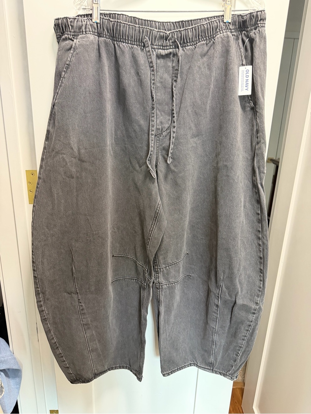 Old Navy Women's Gray Wide-Leg Drawstring Jeans
